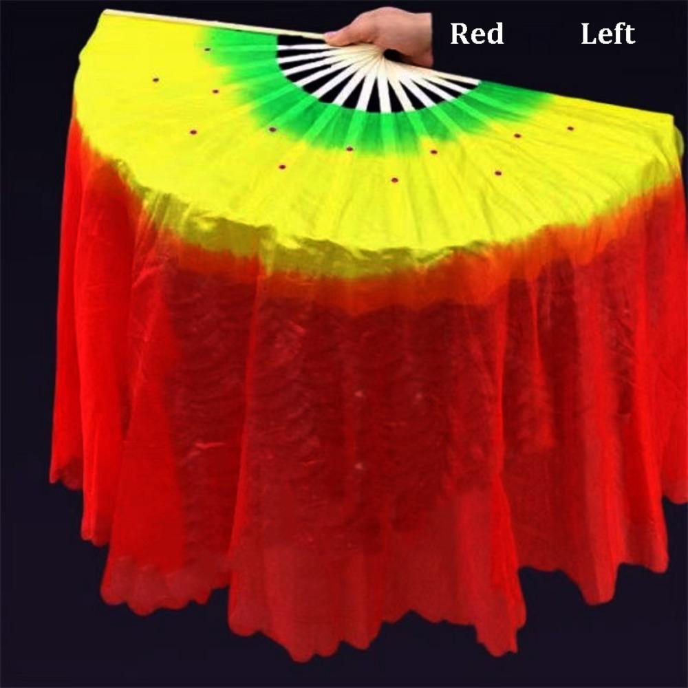 45cm Half Circle Silk Kids Children Bamboo Fans Hand Dye Adults Fan Veil Pairs Yangko Dance Tools