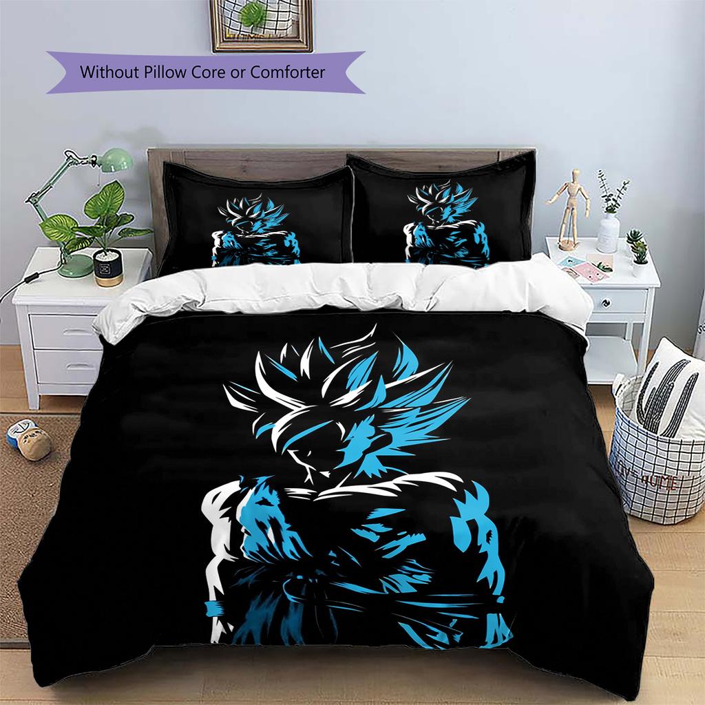 Dragon Ball Son Goku Pattern Bedding Home Decoration Birthday Gift (1 * duvet cover + 2 * pillowcase, without core)