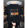 Men'S Casual Crew Neck T-Shirt with Guitar Graphic Print, Fabric, Regular Fit, Summer Short Sleeve Tee for Music Lovers, Everyday Tshirt Music Themed