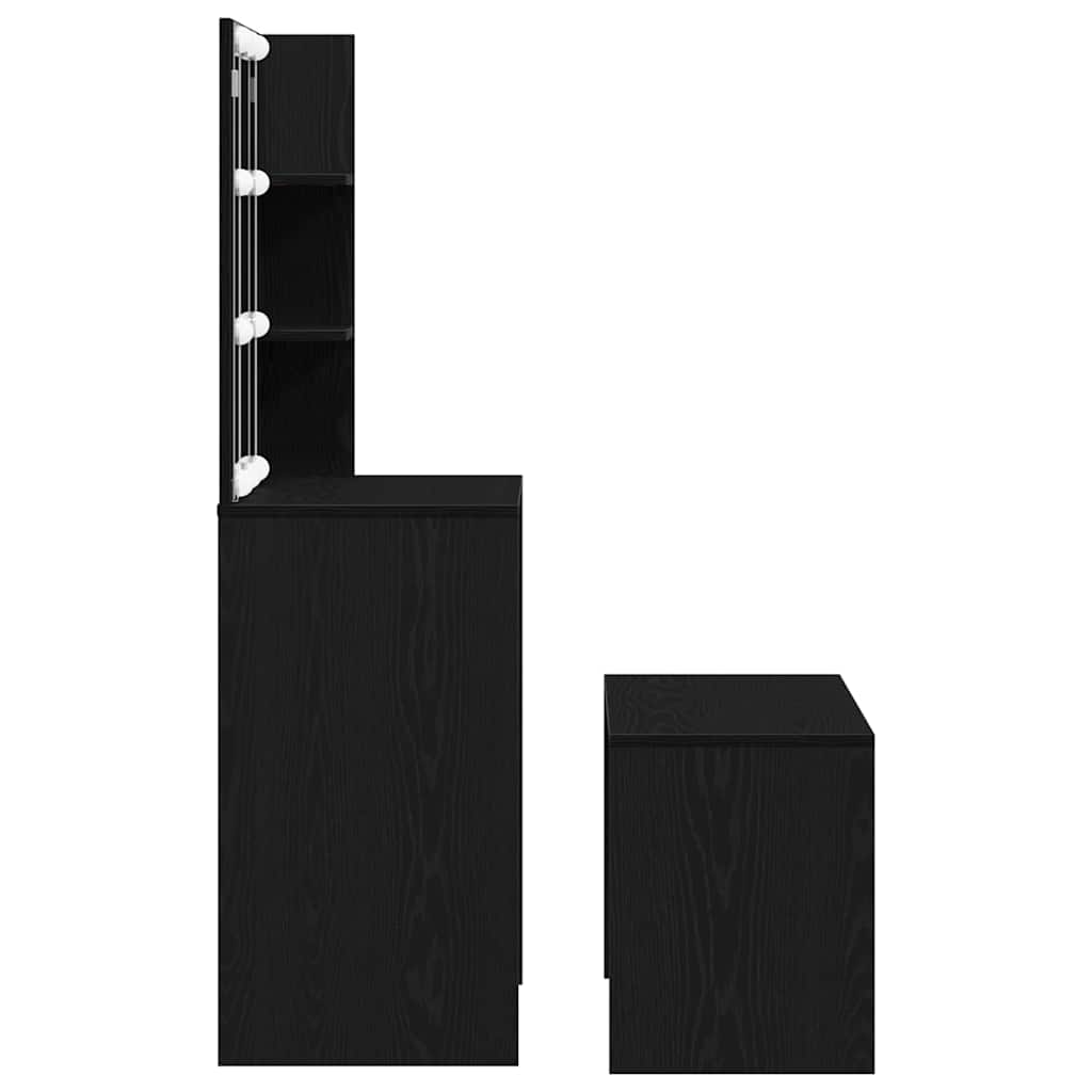 LED Vanity Table Set 2 pcs Black Oak Effect Particleboard