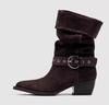 Lapel Two Wear Wide Tube Stacking Boots Pointed Western Cowboy Boots Summer Boots Women's Thick Heel Versatile Medium Boots