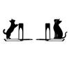 Metal Cats Bookends 1 Pair for Desk Organization, Black L-Shaped Book Holders for Shelves, Textbooks, Magazines and Office File Storage