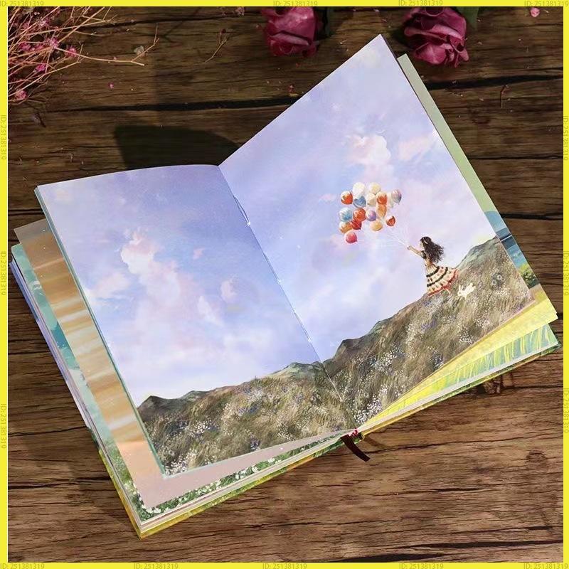New Retro Fresh Thick Sketchbook Diary Notebook Full Color Page Illustration Notebook Office School Supplies Writing Gift