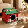 Pet House Festive Christmas-Themed Felt Cat Cozy for Home Corner Placement