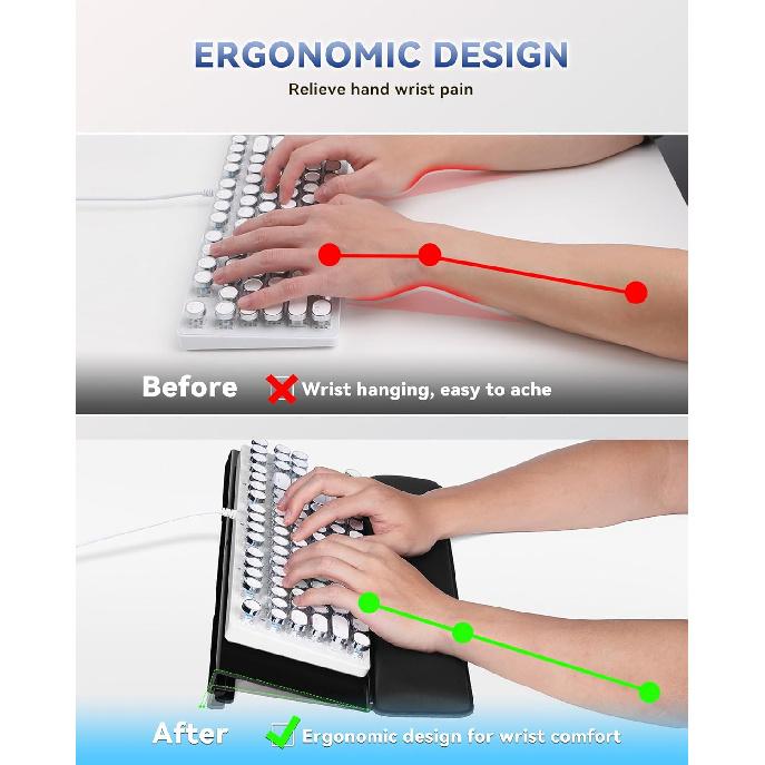 Computer Keyboard Stand for Desktop, 2-Level Height Adjustment Keyboard Wrist Rest, Non-Slip Key Board Riser Pad for Office, Gaming, and Home Desks