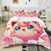 Next Day Shipping P0kem0n Jigglypuff Print Pink Bedding Set 3PC 1 Duvet Cover 2 Pillowcases Adult Kids Bedding Set Comforter Set
