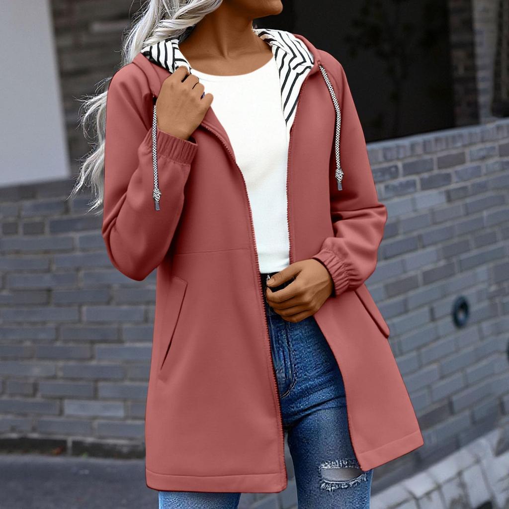 Womens Lightweight Hooded Jacket Long Sleeve Outdoor Waterproof Running Sports Windbreaker Coat