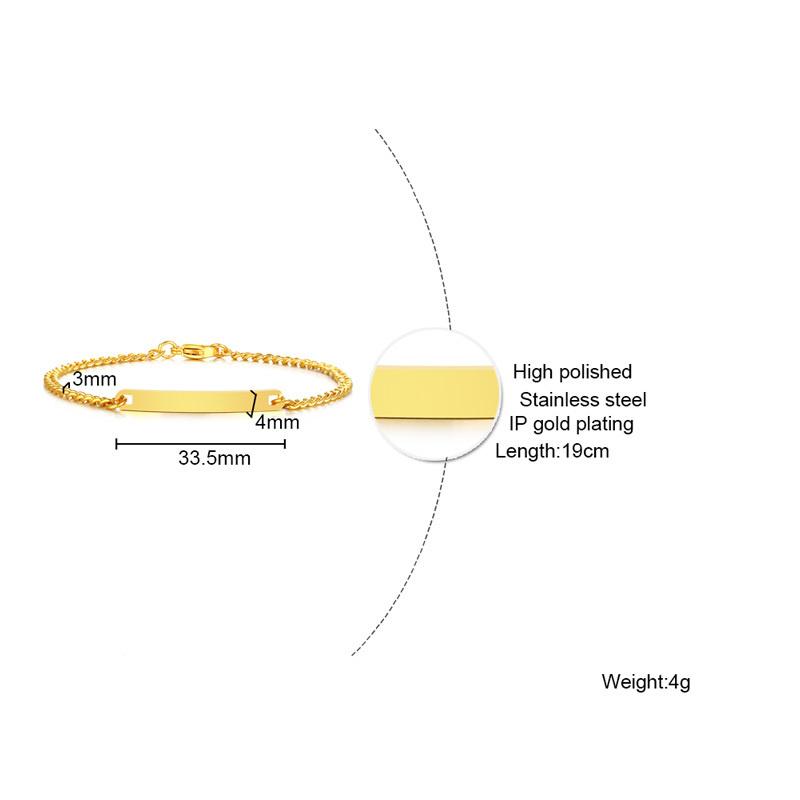 Elegant Personalized ID Bar Bracelets for Women 5mm Thin Stainless Steel Link Chain Custom Quotes BFF Bracelet Gift Jewelry