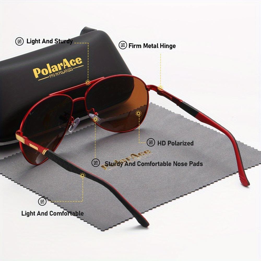 PolarAce Unisex Vintage Krötenbrille Großrahmen Doppelsteg Federbügel Polarisiert Fahrsonnenbrille, UV400