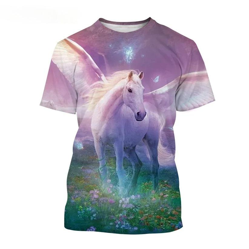 Fashion Unicorn 3D Printing T-shirt Novelty Rainbow Unicorn Men Women Short Sleeved Fancy Casual Beautiful T-shirt
