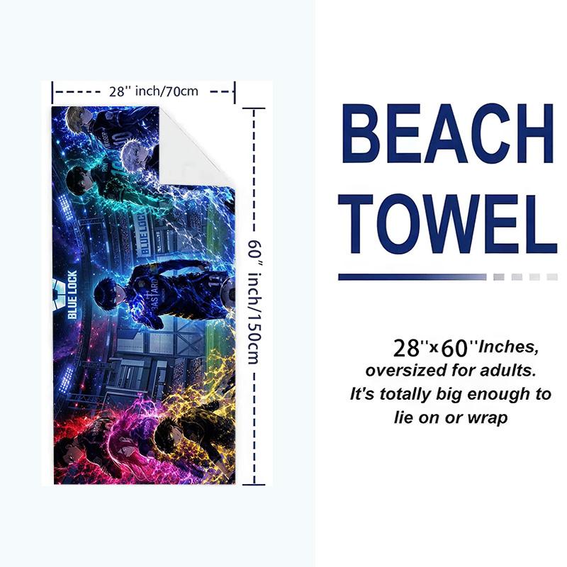 Bluelock Print Beach Towel, Large Soft Quick Dry Towel for Beach Camping Swimming