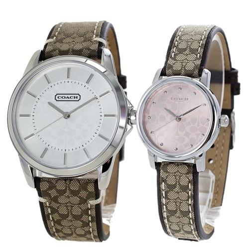 

Coach Pair Watches with Authentic Pair Box and Shopper, Men s and Women s Leather Straps, 1460150614503399-coach-peabox