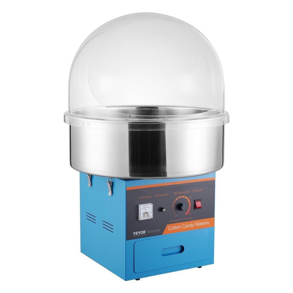 Electric Cotton Candy Machine, 1000W Candy Floss Maker, Commercial Cotton Candy Machine with Cover, Stainless Steel Bowl, Sugar Scoop, Drawer, Perfect