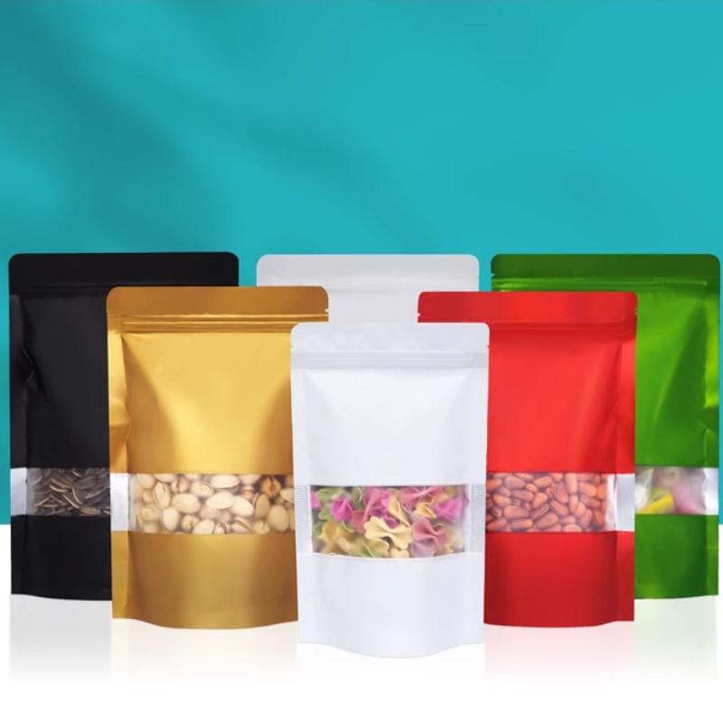 Colored Aluminum Foil Self-supporting Self Sealing Pouch Moisture Proof and Light Proof Sealed Packaging Bag Snack Multi-purpose Sealed Pocket