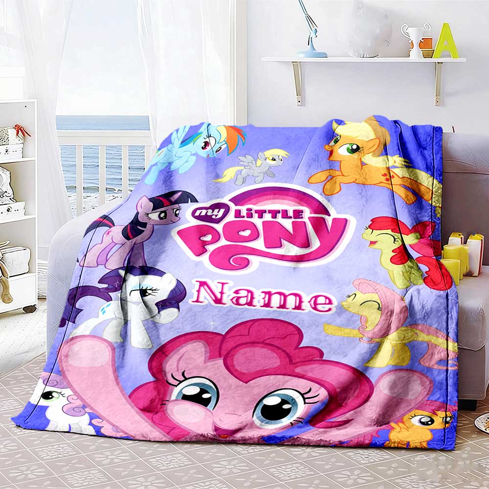 Little Pony (17) Personalized Text Blanket Lightweight Personalized Blanket Comfortable Suitable for Home Decor Office Living Room Office Chair