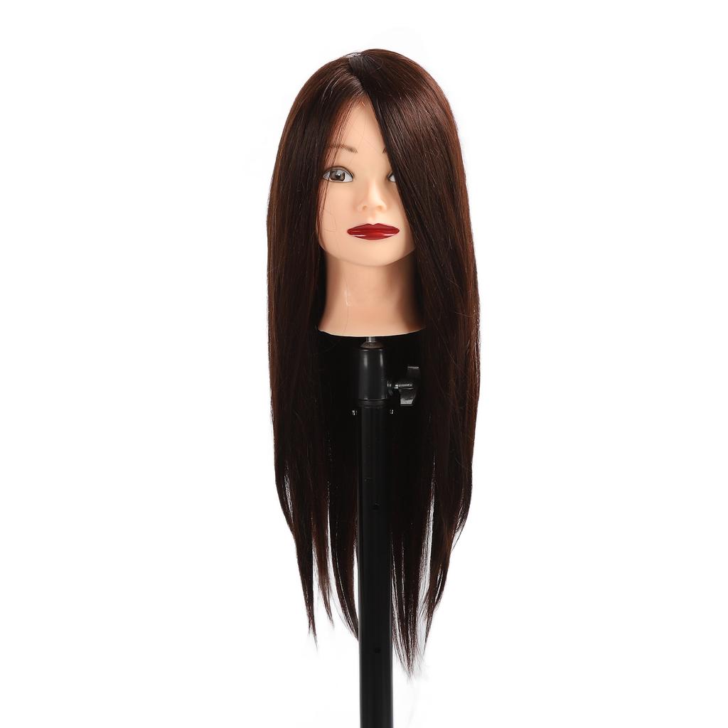 Synthetic Hair Hairdresser Head 85 Percent Real Hair Braiding Training Cosmetology Manikin Head for Students Brown