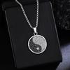 Collana con Ciondolo Yin Yang in Diamante Retrò Europeo e Americano - Catena per Maglione Tai Chi Personalizzata, Accessorio alla Moda in Acciaio Inossidabile