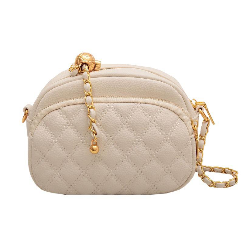 Chic Versatile Chain Shoulder Bag for Women Small Square Bag Textured Niche Monochromatic Crossbody Bag Women's Bag