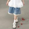 LUSON Stilvolle Denim-Capri-Shorts für Mädchen mit Spitzenbesatz