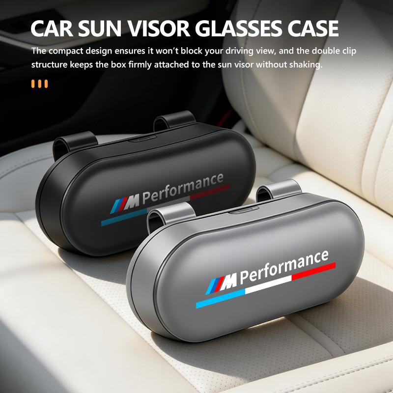 BROB8 Car Interior Universal Sun Visor Sunglasses Storage Glasses Box For BMW Performance Alpina iX7 X1 X2 M3 M6 X3 X4 X5 X6 E62