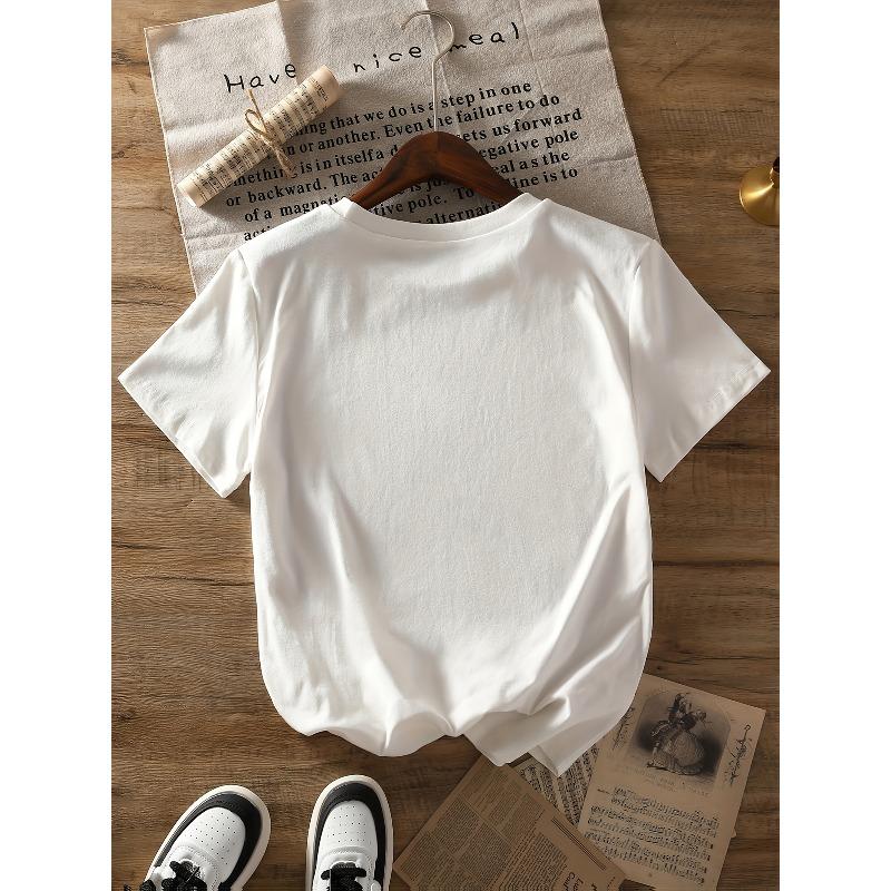 European Size Fashion Casual Abstract Painting Pink XOXO Letter Red Lips Color Block Checkered Graphic Breathable Printed Crew Neck Short Sleeve