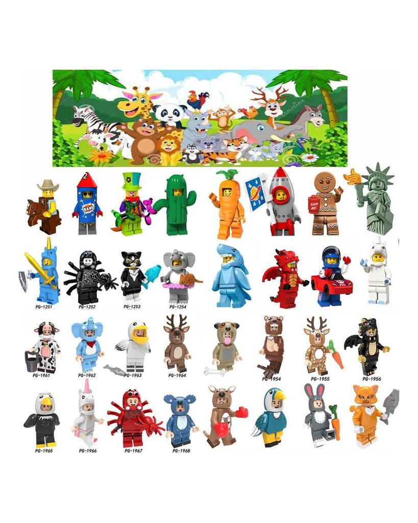 Cartoon Nette Tiere Pumpen Serie Kaninchen Kuh Lebkuchenmann Katze Hund Dargon känguru hirsch Bausteine ​​Spielzeug