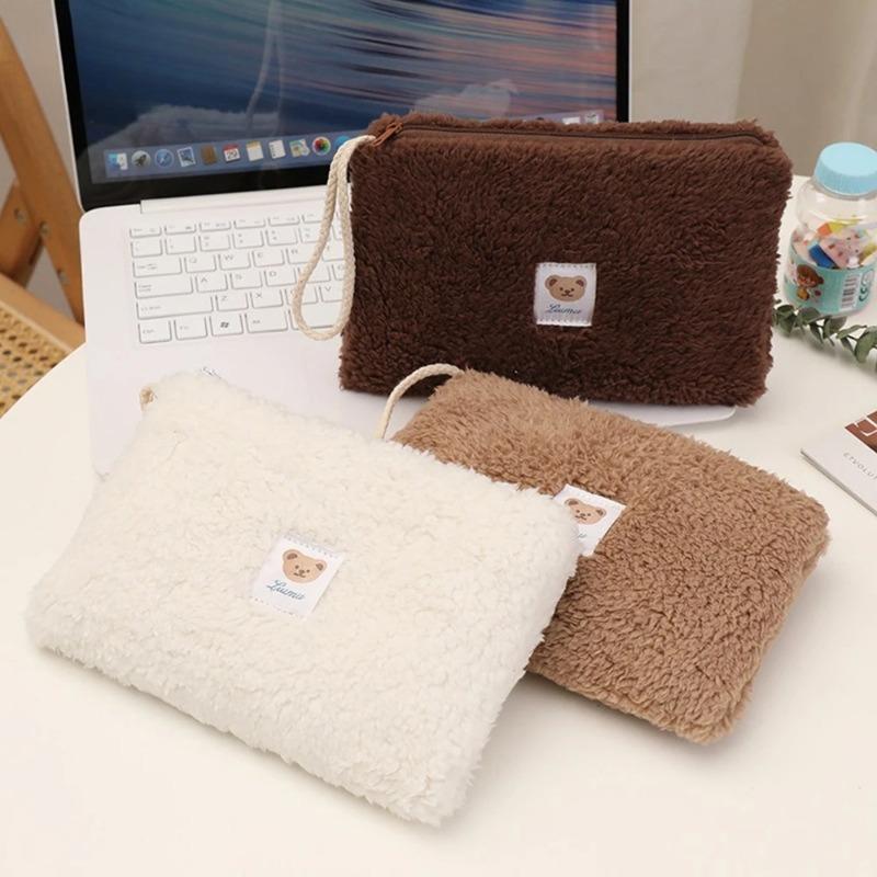 Large Capacity Cute Plush Travel Cosmetics Lipstick Storage Bag Womens Makeup Bag Handbag Pencil Case Student Supplies