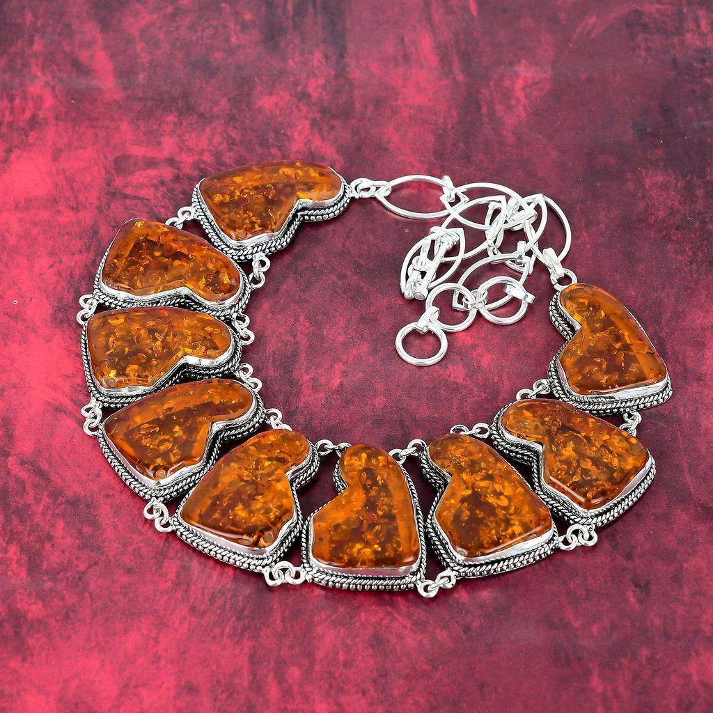 Baltic Amber Necklace Gemstone Jewelry, 925 Solid Sterling Silver Adjustable Chain Necklace, Gift For Women Handmade Necklace