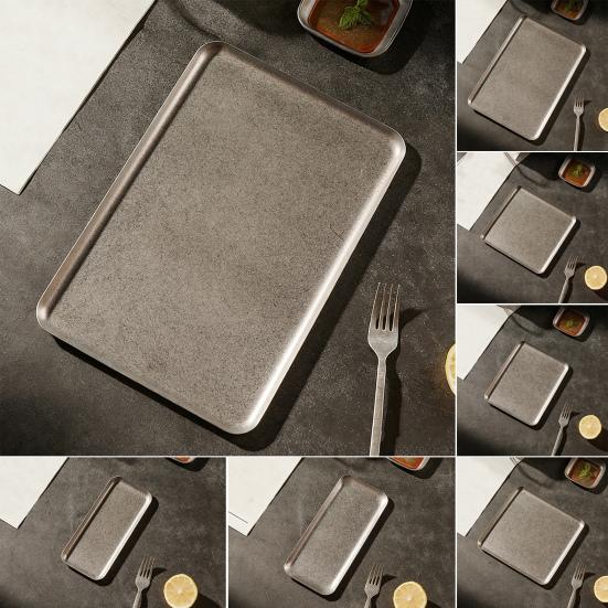 Vintage čtvercový talíř na jídlo Nerezová servírovací mísa na steaky, dezerty, dorty Podnos do myčky nádobí Stolní nádobí pro domácí použití a restaurace