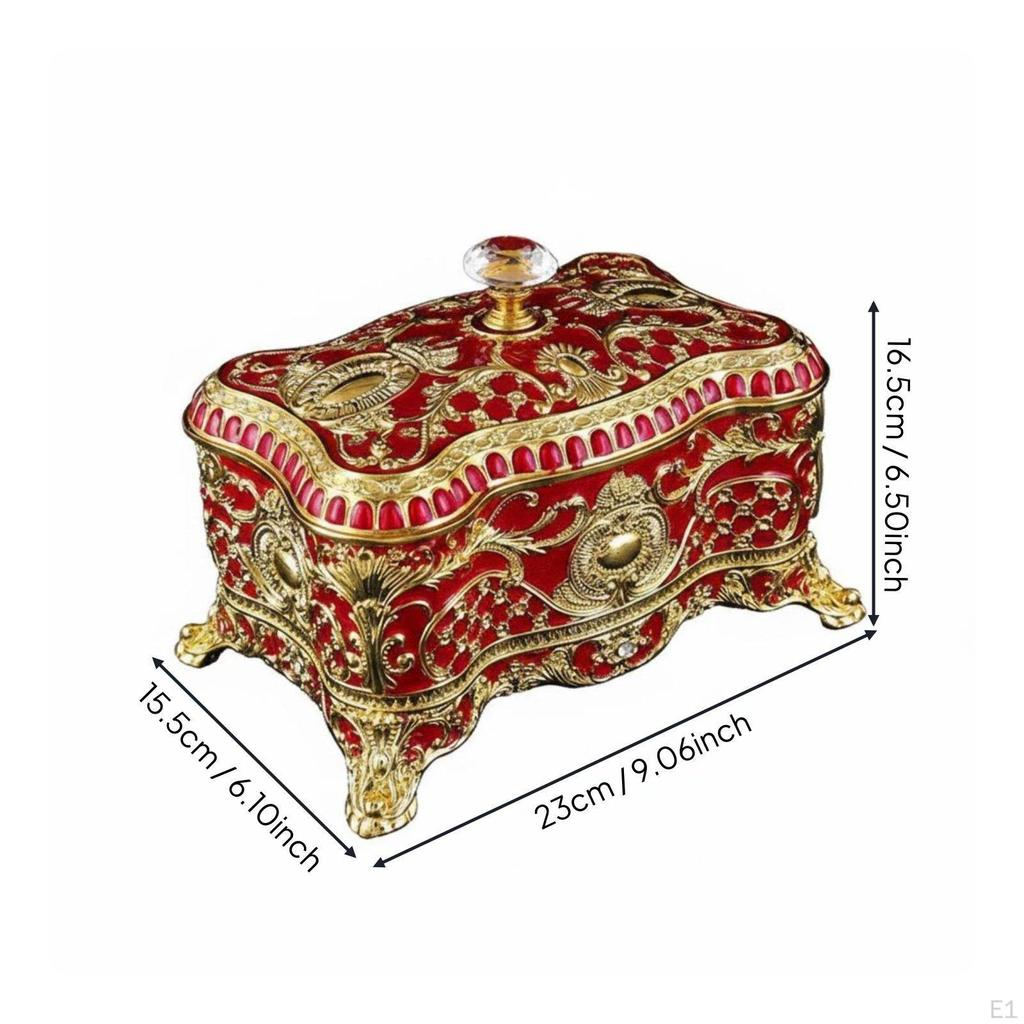 Europejskie Puzderko na Biżuterię Elegancki Design Ozdobne Metalowe Pudełko Ręcznie Malowany Vintage Pamiątka dla