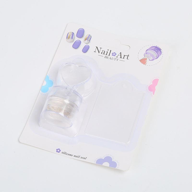 Heart-shaped Nail Stamper With Scraper Jelly Silicone Head Stamp for French Nails Printing Nail Art Stamping Plate Manicure