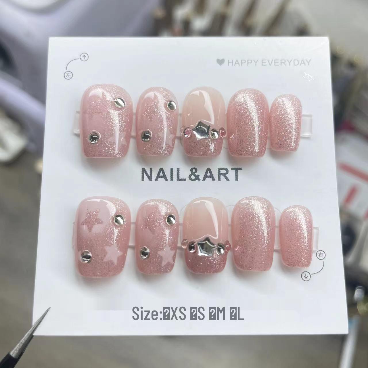 

Осветляющие кожу накладные ногти «кошачий глаз» - Патчи для нейл-арта ручной работы «Чистое желание» Short Ladder XS