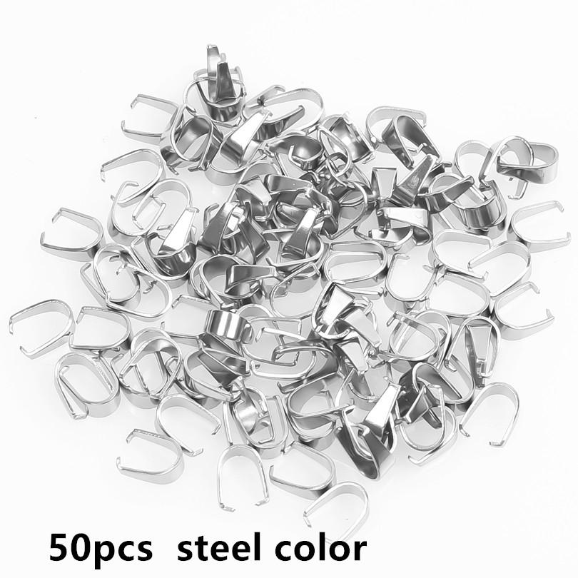 50/100x Stainless Steel Pinch Clip Clasp Bails For Jewelry Making Claw Clasps Melon Seed Buckle Connector Pendant Handmade Craft