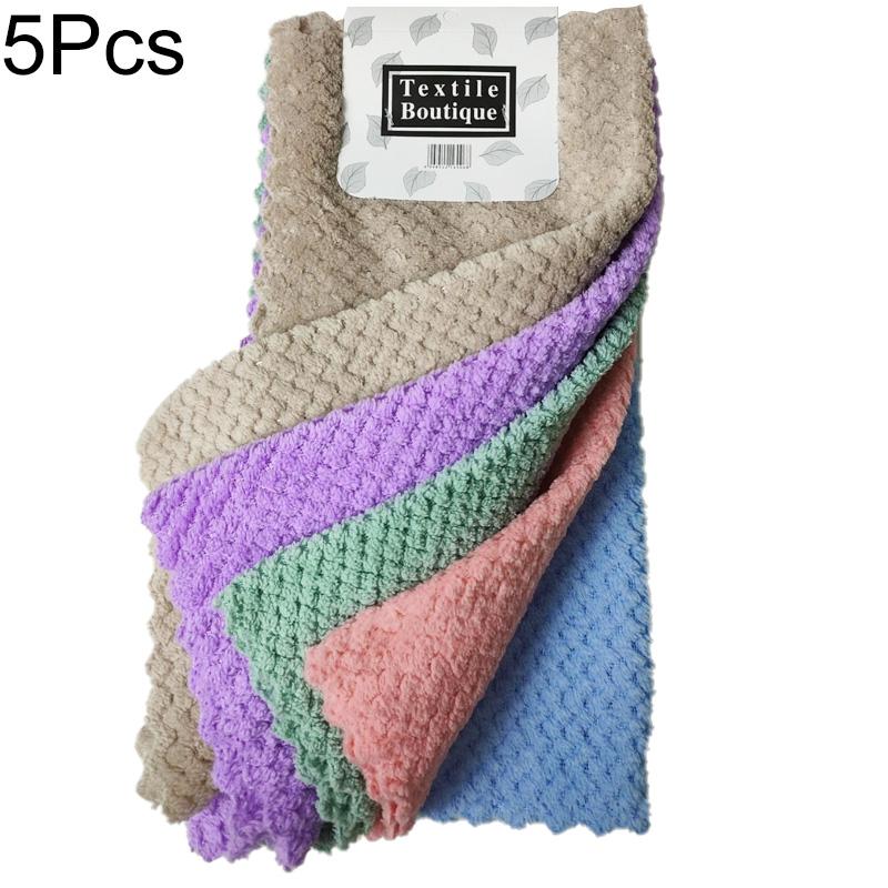 5 шт. Кухонные полотенца, моющиеся кухонные салфетки, абсорбирующие салфетки для уборки, набор, салфетки для мытья посуды, кухонные салфетки, утолщенный коралловый вельвет