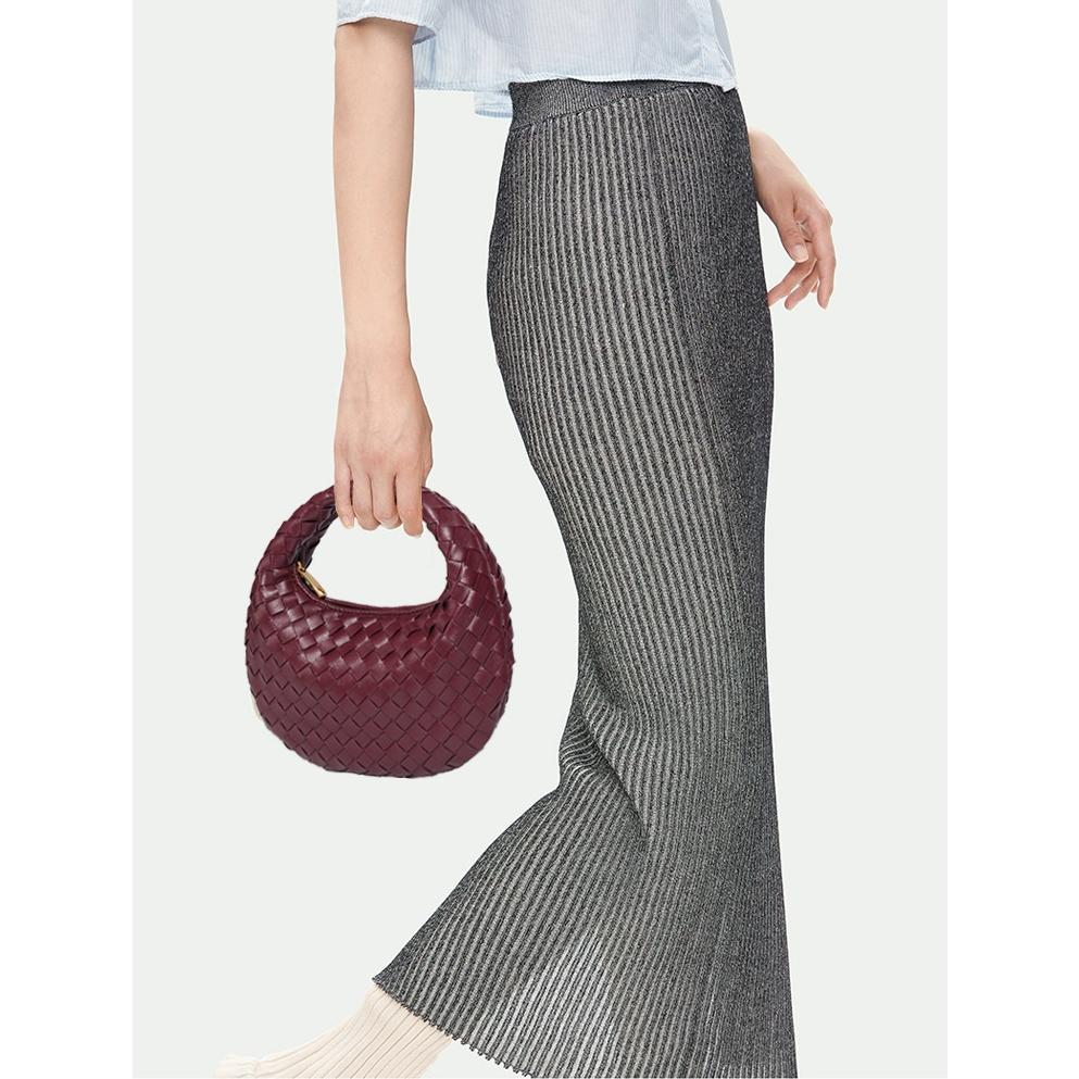 Geflochtene Damen Umhängetasche Mode Einfarbige Mini-Handtasche Hobo-Tasche Beutel Umhängetasche