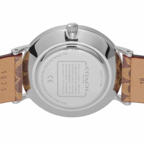 Coach PERRY Women's 36mm Silver Dial Stainless Steel Quartz Watch (14503122) in Brown