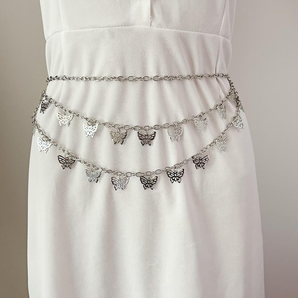 Hip Hop Punk Metal Butterfly Pendant Body Chain Temperament Fashion Versatile Multi-layer Waist Chain Women
