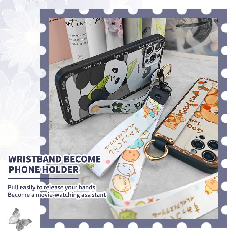 Ring Wrist Strap Phone Case For Realme C63 4G/C61 4G Back Cover Kickstand Anti-knock Silicone Cartoon Shockproof Durable