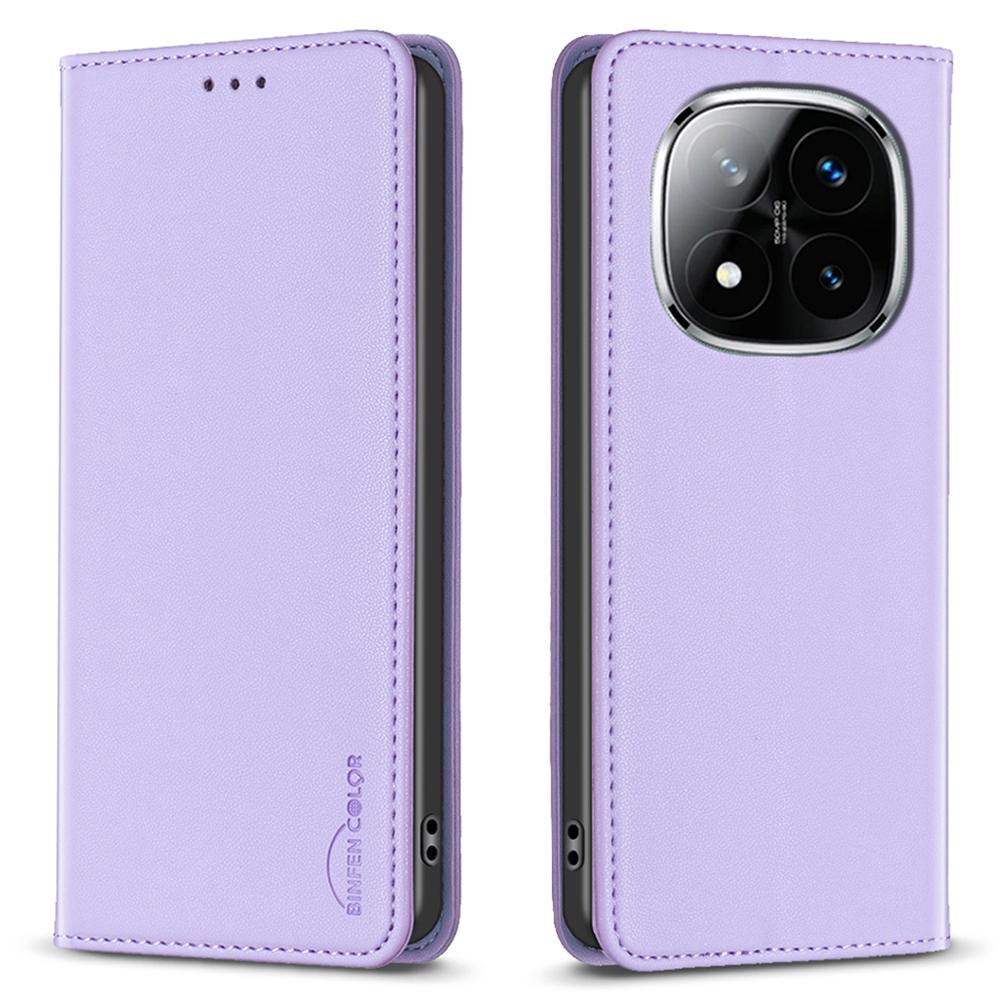 

BINFEN COLOR BF18 For Xiaomi Redmi Note 14 Pro 4G Leather Case Card Slots Phone Cover Purple
