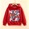 Latest trendy children's hooded sweatshirt with cool skateboard cartoon print, soft everyday children's t-shirt