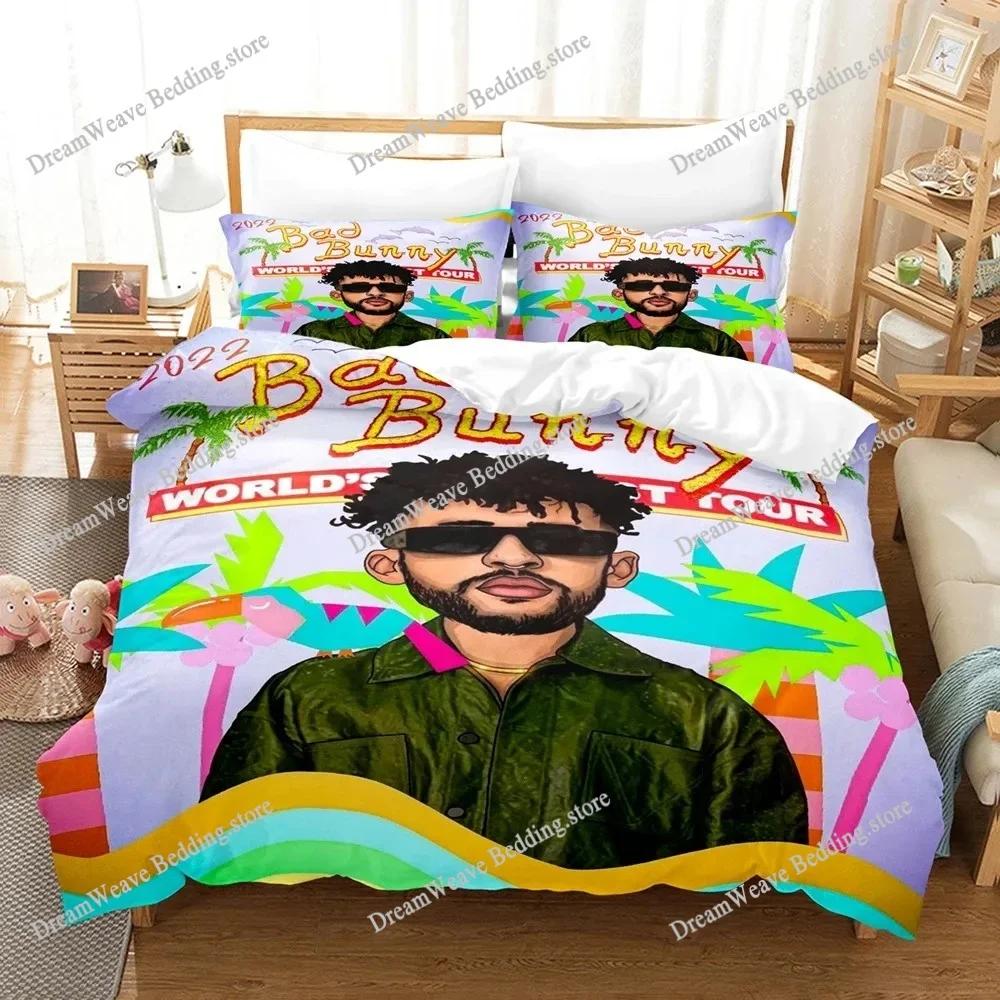 3D Print Popular Bad Bunny Bedding Set Un Verano Sin Ti Duvet Cover Comforter Bed Sets Gifts USA Size Twin Full Queen King
