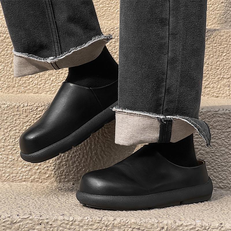 Indoor Leather Slippers Luxury Brand Men Slip On Shoes Spring New Style Flat Mules High Quality Unisex House Slippers