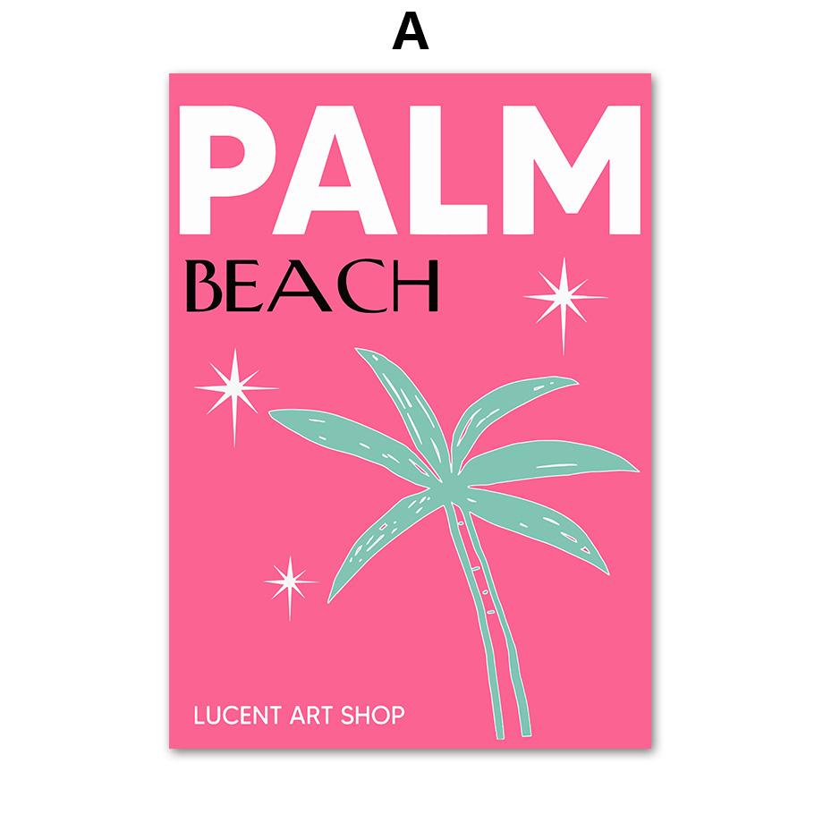 Abstract Tourism City Nordic Poster Italy Mexico Beach Palm Coral Shell Wall Art Canvas Painting Wall Pictures Living Room Decor
