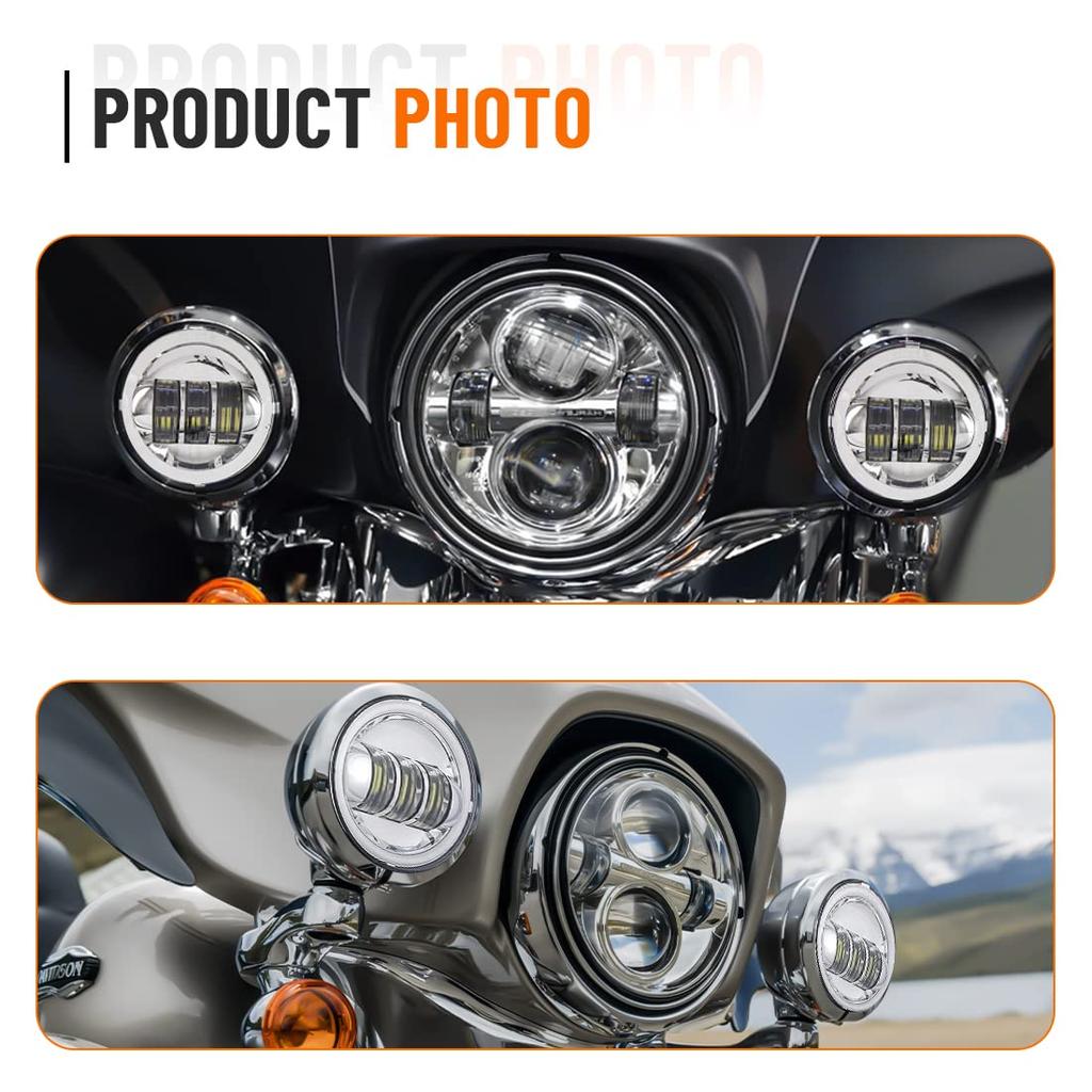 VOSICKY Harley Davidson Motorcycle Car Universal Refurbishment 4.5 Inch LED Fog Light Shell Auxiliary Light Shell Set of 2 (Silver)