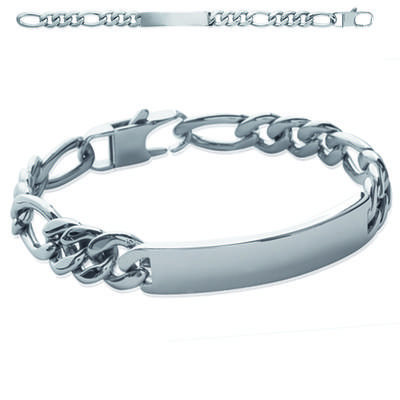 [L3832] - Silver 'Identity' Steel Curb Chain - 21 Cm 10 Mm