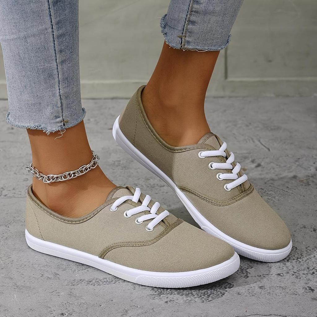 Women's Elegant Solid Color Casual Sports Shoes, Lightweight Lace-up Shoes, Multiple Colors for All Seasons, Comfortable Round Toe Design