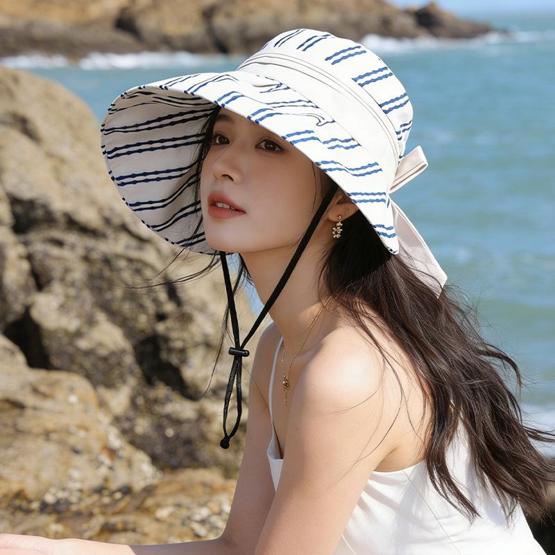 Taizhou Wenling summer sunscreen hat women's outdoor big eaves sunshade bucket hat big head circumference show face small sun hat