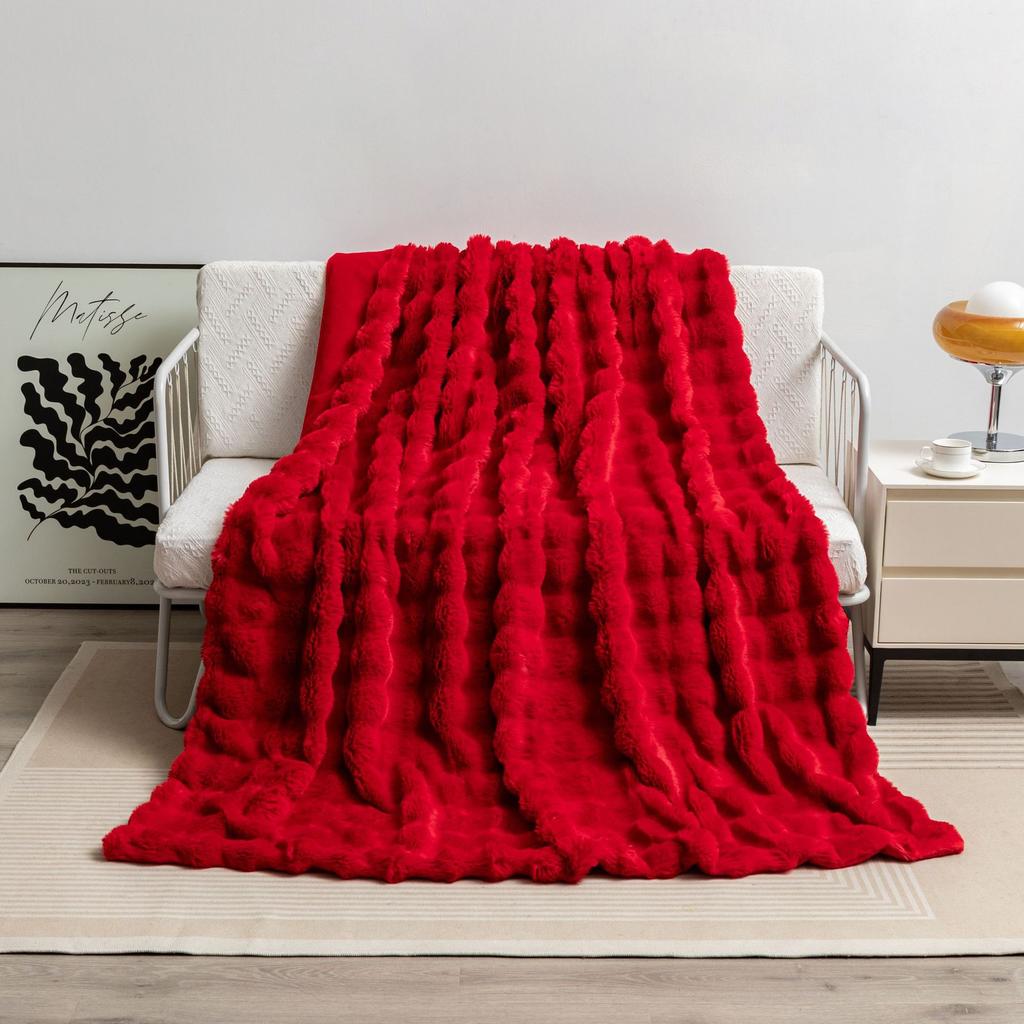 Bubble rabbit blanket flannel blanket Four season nap sofa blanket Coral fleece leisure air conditioning cover blanket Thickened plush bed cover