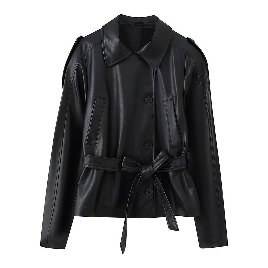 Stile europeo e americano, nuovi abiti da donna, alla moda, versatili, commercio estero transfrontaliero all'ingrosso impermeabile in finta pelle