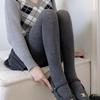 Damen Herbst/Winter Mittelstarke Weiße Strümpfe & Rauchgraue Gepunktete Strumpfhose, Baumwollgefütterte Milchweiße Leggings